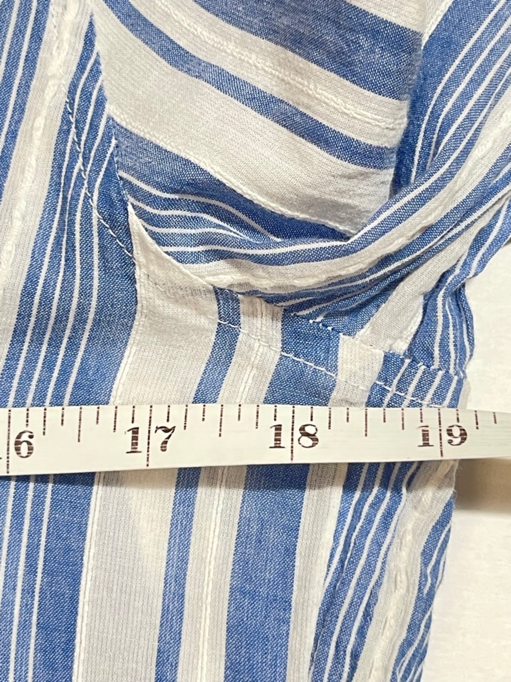 Abercrombie & Fitch Blue White Stripe Popover Shirt Coastal Boho Cotton Top M - Picture 4 of 8